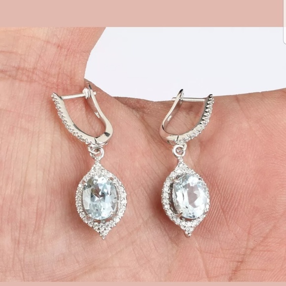 Aquamarine set earrings & ring 6.5 - Picture 6 of 6